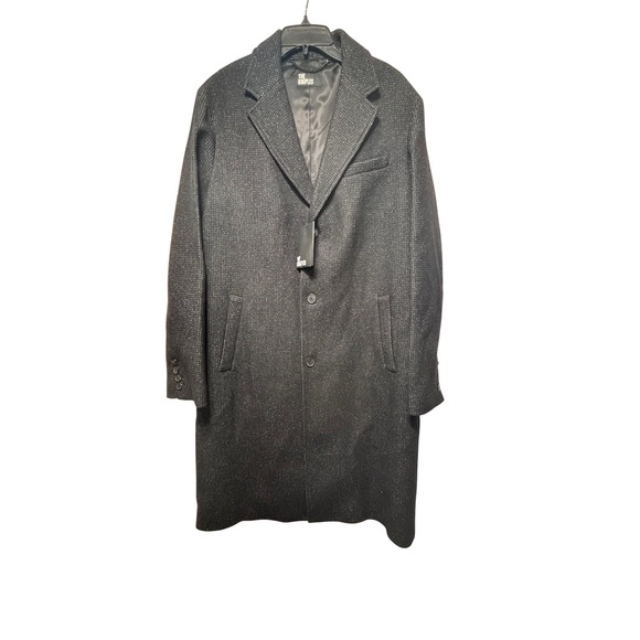 The Kooples Trend Long Wool Single Breasted Overcoat Charcoal/Black FR 46/ US 36